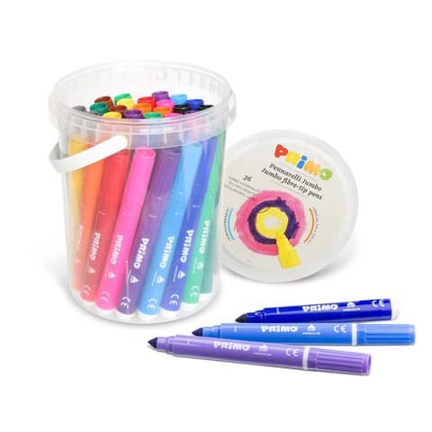 Pennarelli superlavabili punta conica Jumbo Primo punta 7,6 mm in conf. da 36 colori assortiti - 622BPJ36N