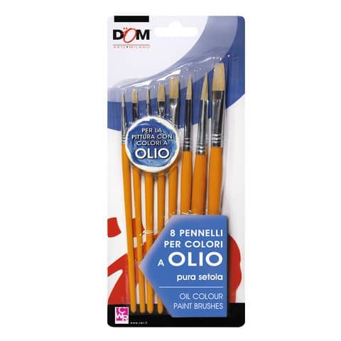 Pennelli  CWR in conf. da 8 pz - punte e misure assortite - per colori a olio - 11650