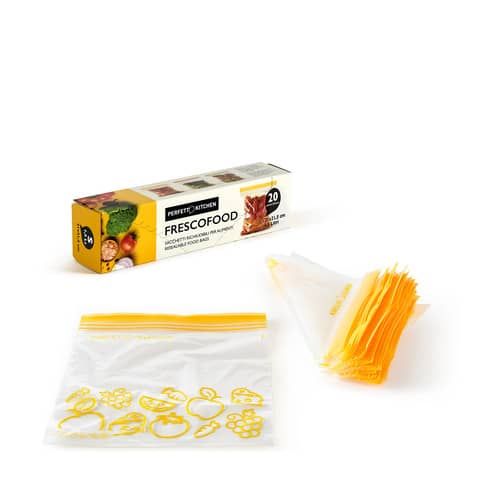 Sacchetti richiudibili per alimenti Perfetto &#39;&#39;Frescofood&#39;&#39; - conf. 20 pz S - 21x21,5 cm - 29161