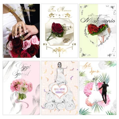 Biglietti augurali con portasoldi Matrimonio Biembi 12x18 cm fustellati oro conf. 6 pezzi assortiti - BXBDKTC05