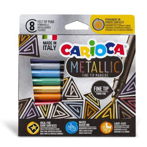 Pennarelli punta fine Carioca Metallic conf. da 8 colori assortiti 43162