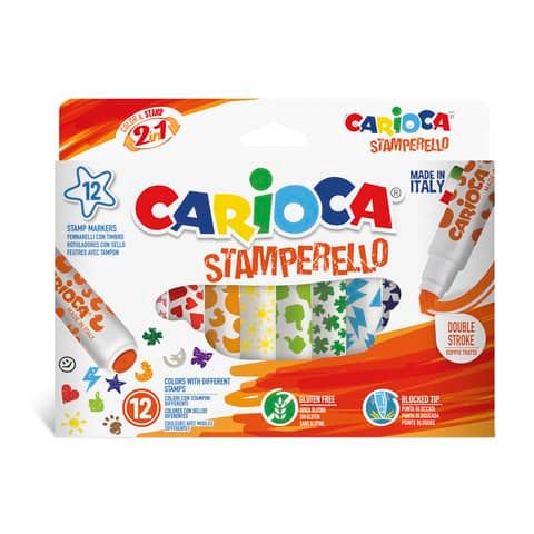Pennarelli doppia punta Carioca Stamperello conf. da 12 colori assortiti 42240