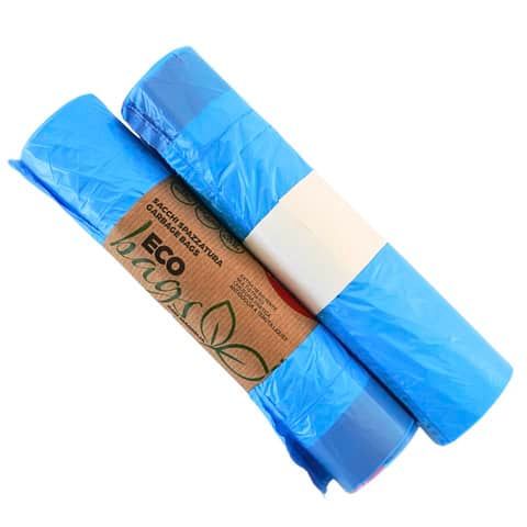 Sacchi in rotolo Erisack 50x60 cm HD 9 g/12my con manici a tirare conf. 15 pz azzurro - SP122