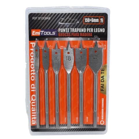 Punte legno a fresa Emi per fori 10/25 mm conf. da 4 pezzi 8100848