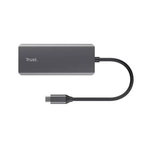 Adattatore multiporta Trust USB-C 6in1 in alluminio argento 24968