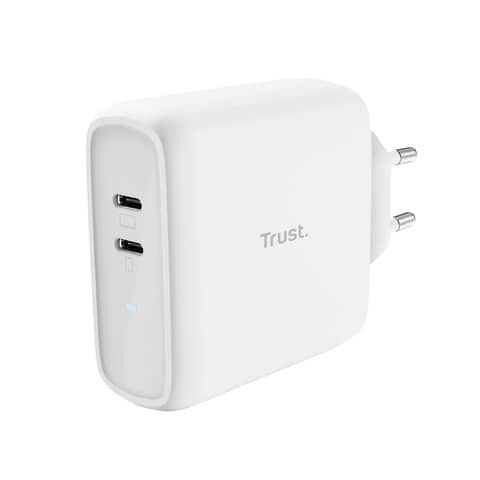 Alimentatore 2 porte USB-C 65W Trust Maxo bianco 25381
