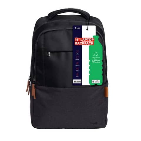 Zaino per laptop capacit fino a 16&#39;&#39; Trust Lisboa eco-friendly nero 25244