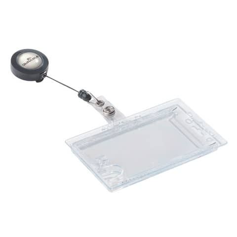 Portabadge Durable Chiuso con chiocciola yo-yo per 2 tessere 54x87 mm 8224-19