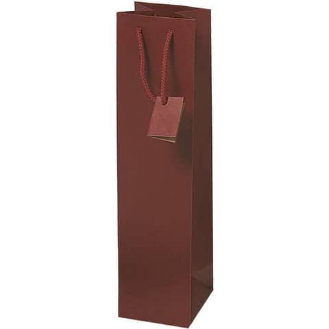 Borsa portabottiglie in carta Kraft Decoration bordeaux - 10x9x39 cm - conf. 10 pz - BCA334X
