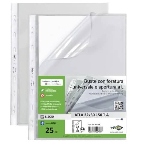 Busta a perforazione universale Sei Rota ATLA Tapertura a L formato 22x30 cm 662223