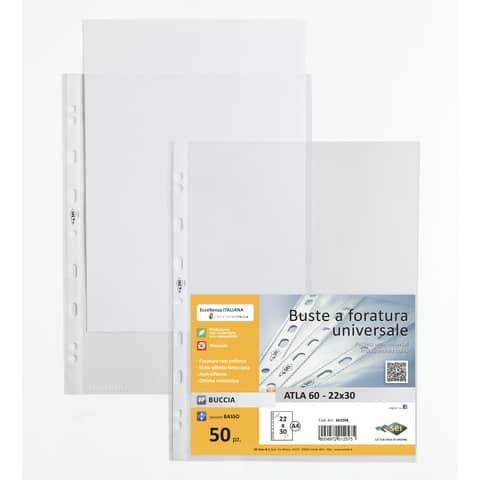 Buste a perforazione universale Sei Rota ATLA buccia arancia formato 22x30 cm - confezione 50 pezzi - 662208