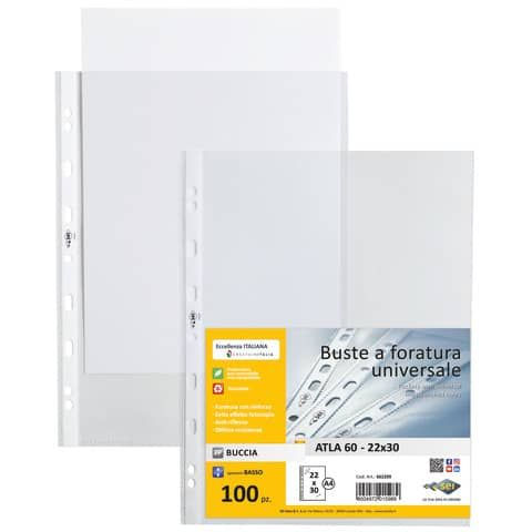 Buste a perforazione universale Sei Rota ATLA buccia arancia formato 22x30 cm - confezione 100 pezzi - 662209 CF.13
