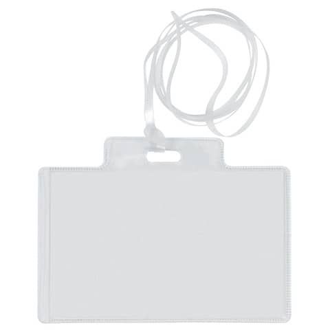 Targa portabadge con cordoncino Sei Rota formato 9,5x6 cm - conf. 100 pezzi - 318006 CF6