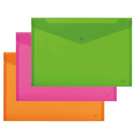 Busta con bottone Lebez fluo 24x18 cm - conf. 5 pz - 80439