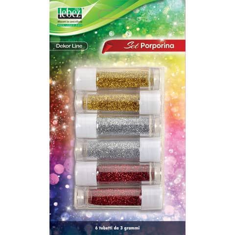 Porporina Lebez Dekor Line in tubetto 3 g - colori assortiti - conf. 6 pezzi - 5134