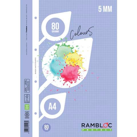 Ricambio rinforzato quaderni ad anelli Rambloc formato A4 colore azzurro - 5 mm - 90524128