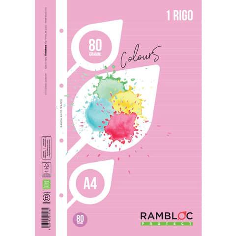 Ricambio rinforzato quaderni ad anelli Rambloc formato A4 colore rosa - 1R - 90524126