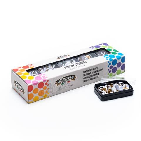 Puntine colorate Leone color bianco - 10 scatole da 50 pezzi - PP50T101