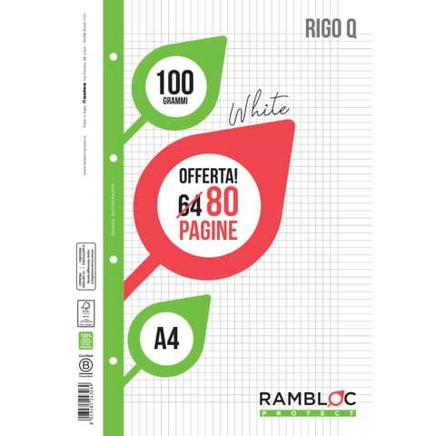 Ricambio quaderni ad anelli Rambloc formato A4 -32 ff +8 ff rigo Q 90524326