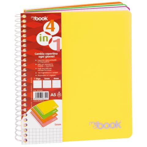 Quaderno Maxi spiralato con fori e copertina 4 in 1 Nikoffice A4 - 100 ff - 80 g 5 mm - 30NIK084