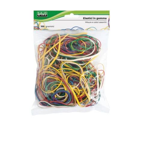 Elastici tondi Lebez colori assortiti in busta da 100 g - 5093