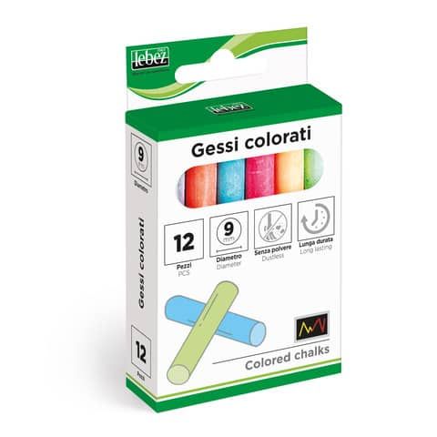 Gessi tondi Lebez  9 mm colori assortiti - conf. 12 pz - 515
