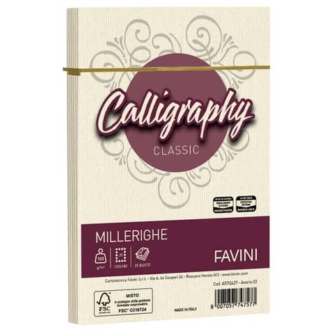 Busta Millerighe Favini formato 12x18 cm 100 g - conf. 25 pz - colore avorio A57Q427