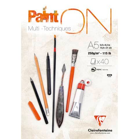 Blocco collato Clairefontaine Paint&#39;on conf. 4 pz - formato A5 - 96538C