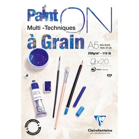 Blocco collato Clairefontaine Paint&#39;on a grain conf. 4 pz - formato A5 - 975048C