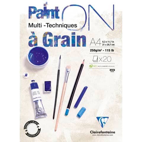 Blocco collato Clairefontaine Paint&#39;on a grain conf. 4 pz - formato A4 - 975049C