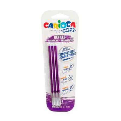 Refill penne cancellabili Carioca OOPS 0,7 mm in blister da 3 pz viola 43041/09