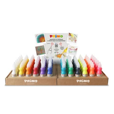 Espositore 144 tempere Primo brillanti in flaconi da 50 ml colori assortiti ESP4028