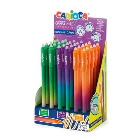 Espositore 30 penne cancellabili Carioca Oops Easy punta media 0,7 mm colori assortiti - 41029