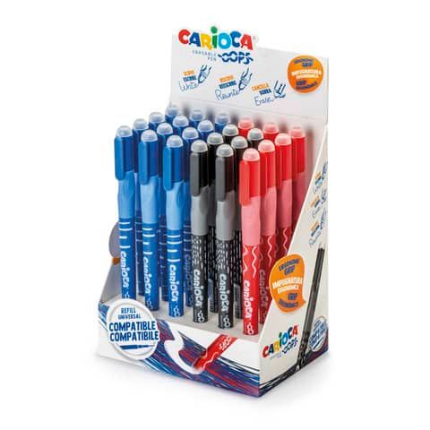 Espositore 24 penne cancellabili Carioca OOPS con inchiostro termosensibile M 0,7 mm assortiti - 43040