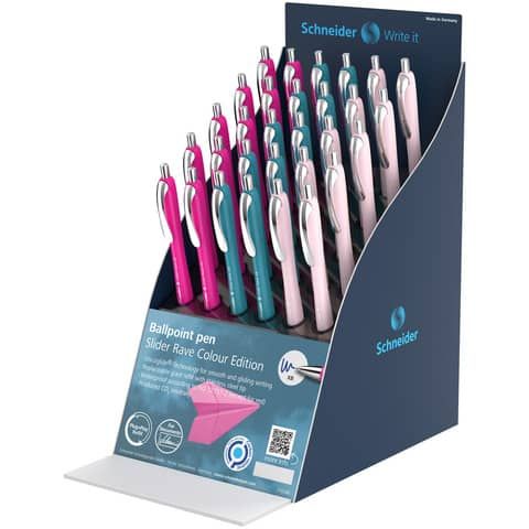 Espositore 30 penne a sfera Limited Edition Schneider Slider Rave XB Colour colori assortiti - P399603