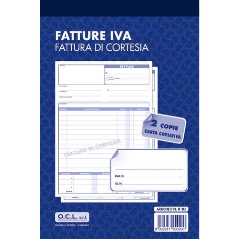Blocco fatture di cortesia O.C.L. 14,4x21,6 cm 50x2 copie 0185