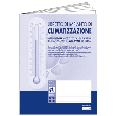 Libretto di impianto per la climatizzazione estiva e invernale All-in-1 O.C.L. - A4 - in triplice copia