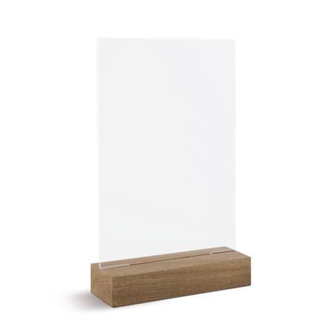 Portadepliant a T Lebez in acrilico con base in legno A6 10,5x15 cm 81006