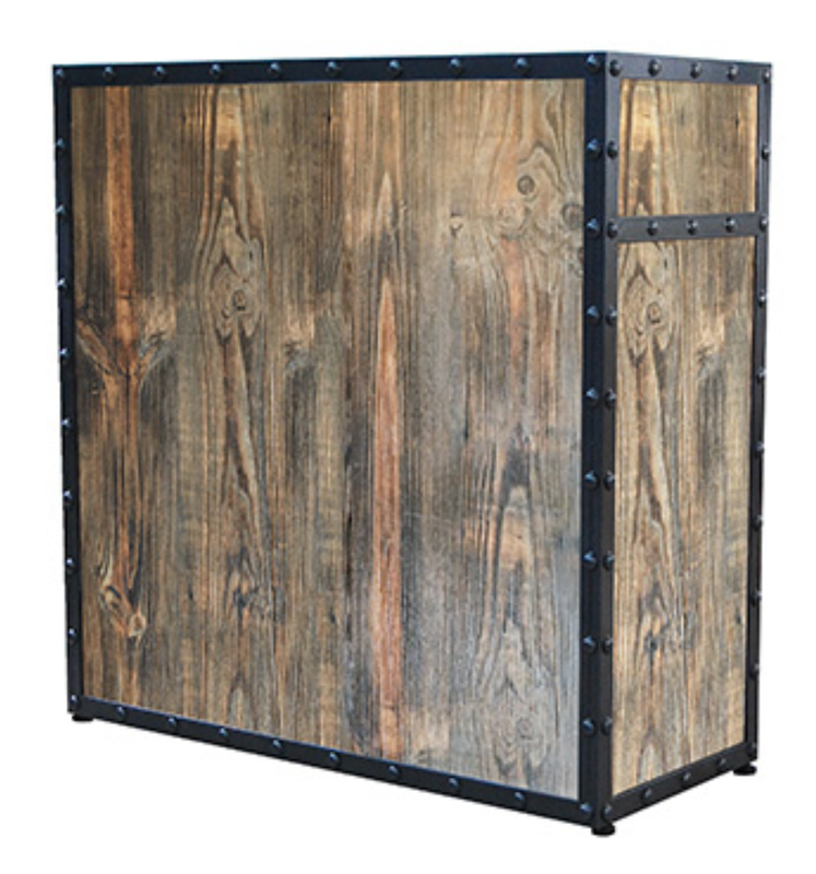 BLUE FARM | Valk. Reception for barbers and hairdressers in black metal and plywood