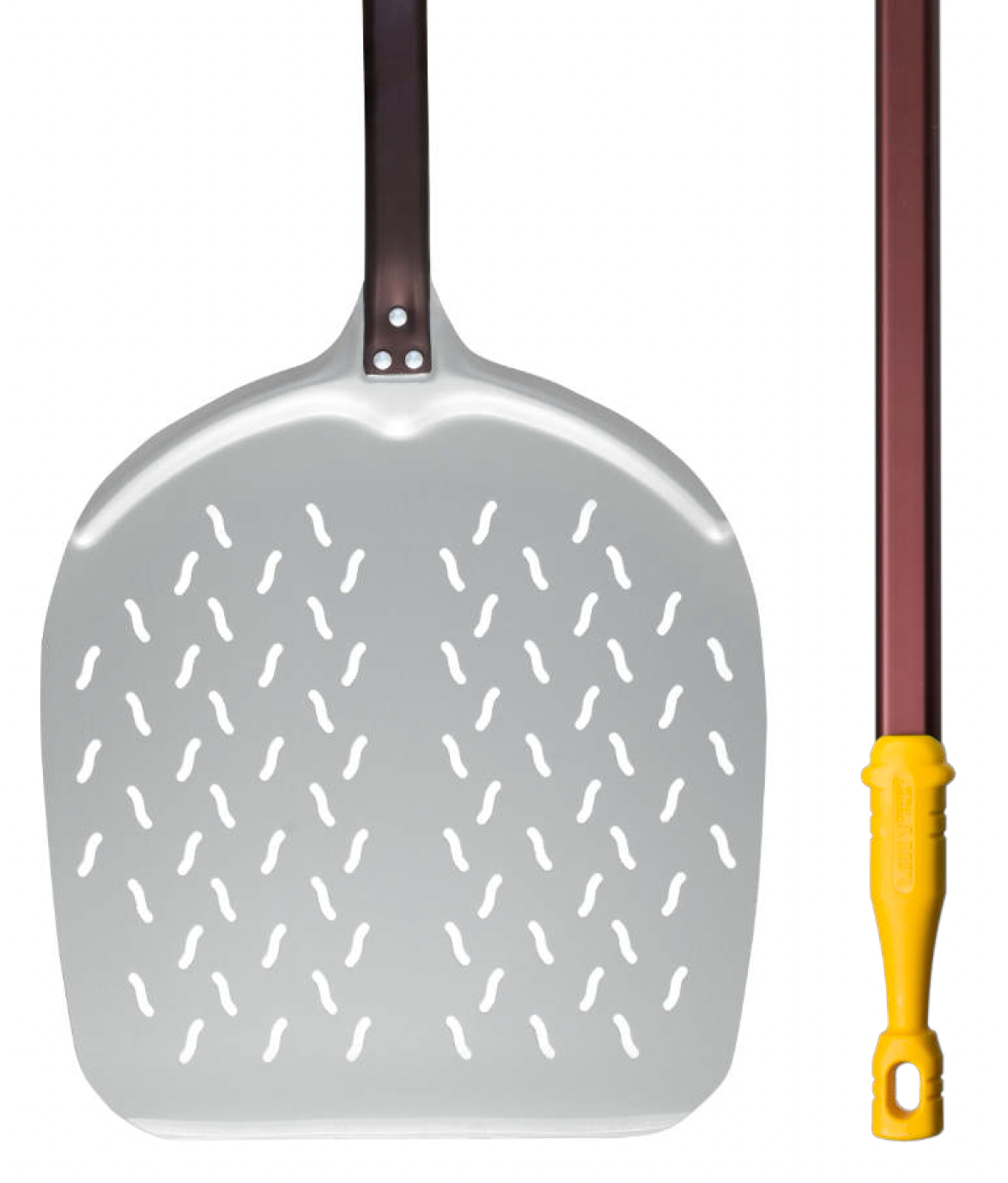 BLUE FARM | Lilly. Lione. Perforated pizza peel for baking, diameter 33 cm, in aluminium alloy.