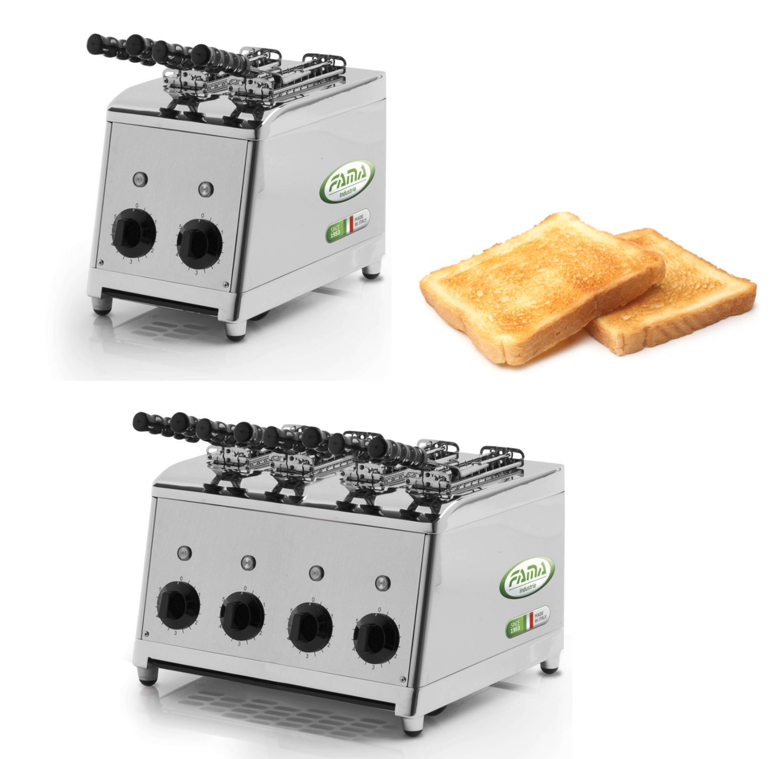 BLUE FARM | FAMA. Professional toaster available with 2 or 4 elements.