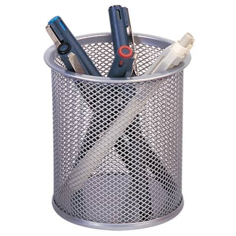 Portapenne in metallo Q-Connect h 10 cm /   9 cm argento KF00846