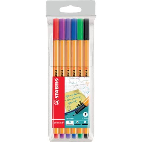 Fineliner Stabilo Point 88 0,4 mm assortiti astuccio da 6 - 88/6