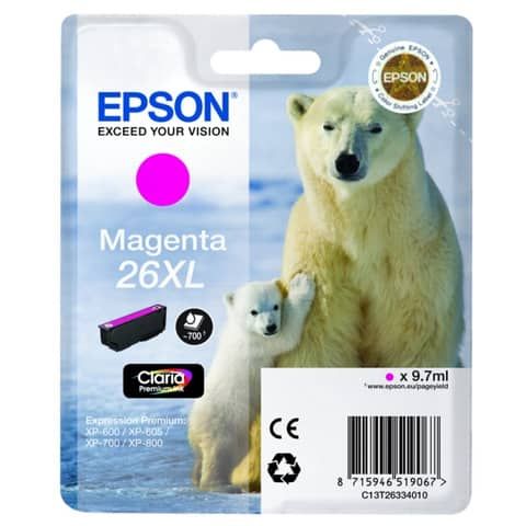 Cartuccia inkjet alta capacit Orso polare 26XL Epson magenta C13T26334012