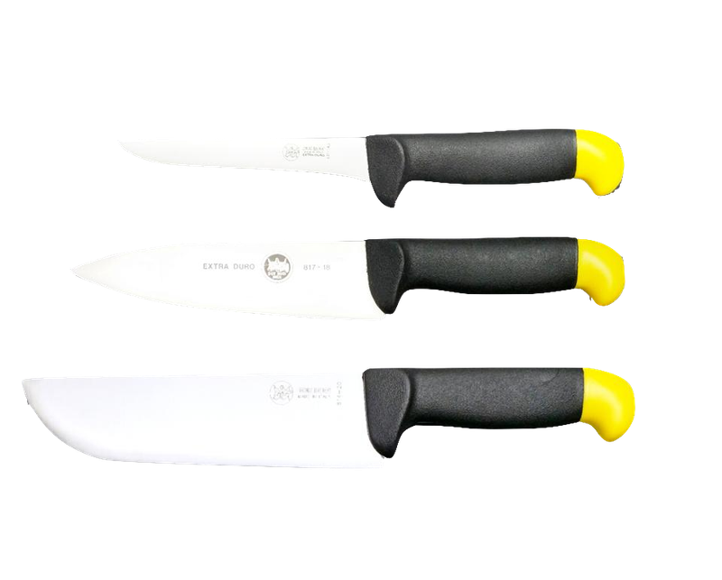 BLUE FARM | Due Buoi knives. Set with 3 slaughtering professional knives