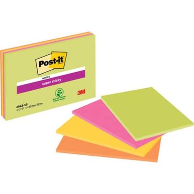 Foglietti riposizionabili Post-it Super Sticky Meeting Notes Large assortiti conf. 4 blocchetti da 45 ff - 6845-SS EU