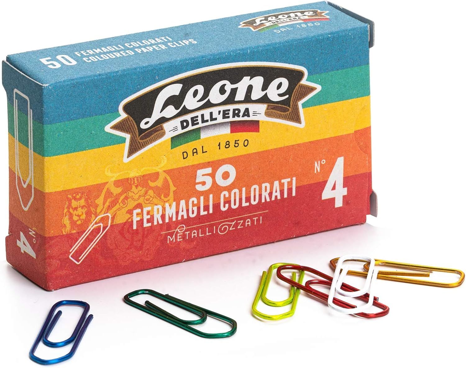 BLUE FARM | Leone. Metallic colored steel clips, triangular shape. Box of 50 pcs