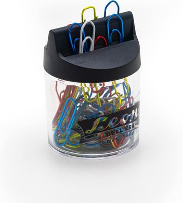 BLUE FARM | Leone. Metallic colored steel clips, triangular shape. Jar of 60 pcs