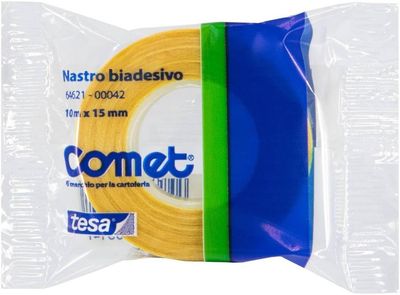 BLUE FARM | Comet. Transparent double-sided tape 15 mm x 10 m. Pack of 10 pieces