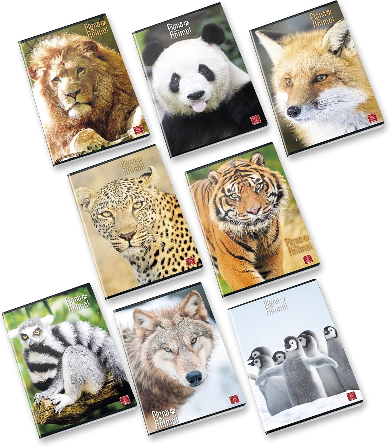 BLUE FARM | Pigna. Notebooks 42 sheets. Animal series A4 with assorted color covers. Pack of 10 pieces